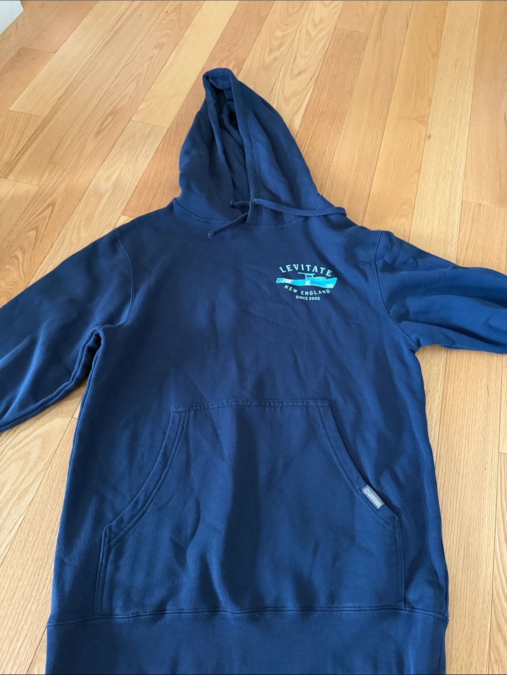 Timberland Navy Crewneck Hoodie with Teal Chest Logo